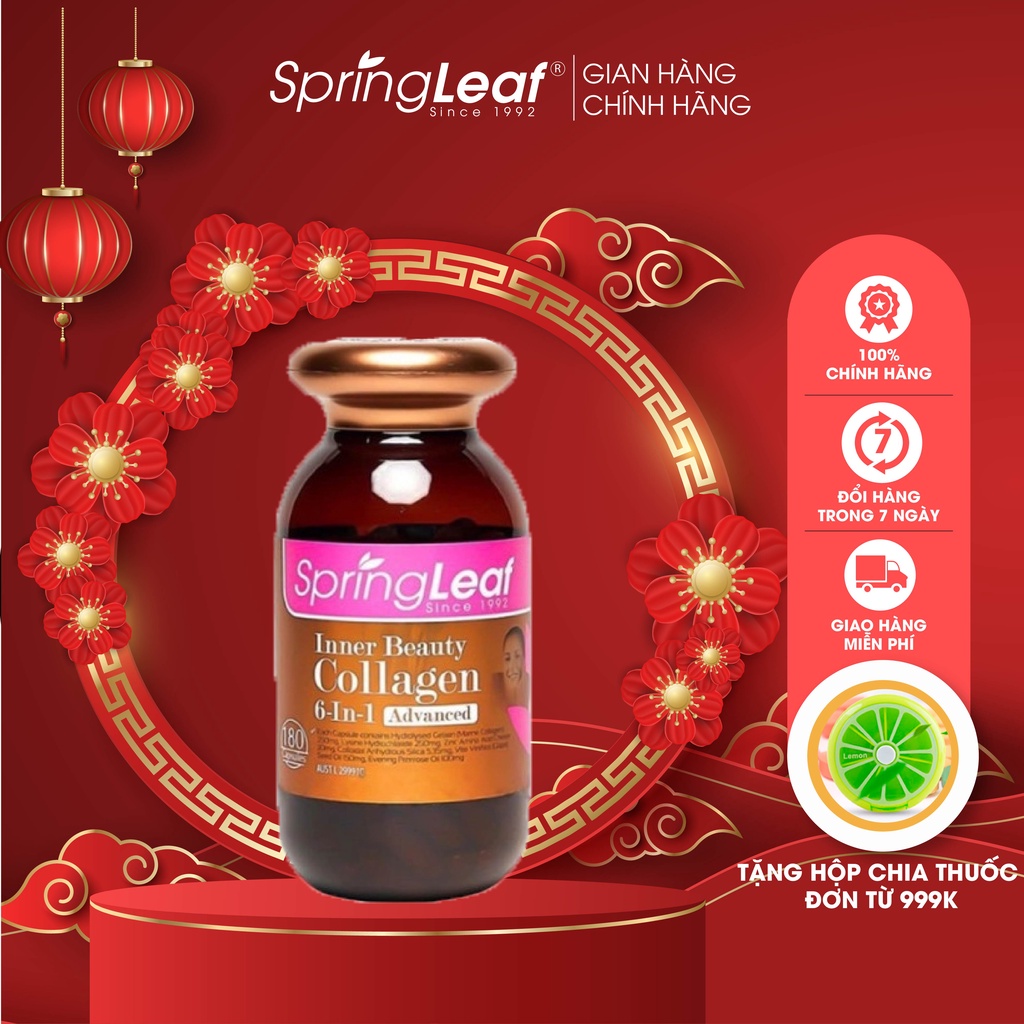 Viên Uống Collagen 6 In 1 Spring Leaf Inner Beauty Của Úc, 90 viên
