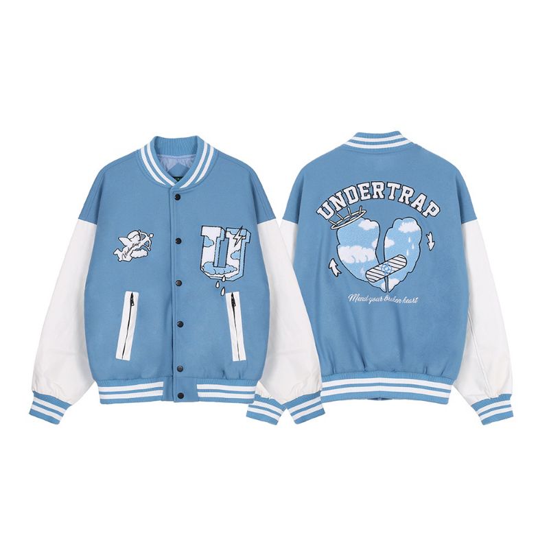 Áo khoác Varsity jacket  "Mend Your Broken Heart" Undertrap nam nữ thân dạ tay da