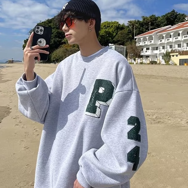 Áo Sweater Thể Thao Cổ Tròn Dáng Rộng Thêu Chữ Phong Cách Hip Hop Thời Trang Mùa Thu Mới 2022 Cho Nam Cỡ M-5XL