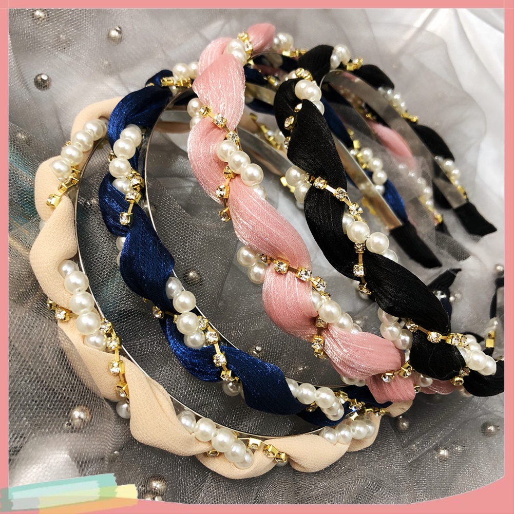 Băng đô cài tóc đính đá và ngọc trai giả xinh xắn