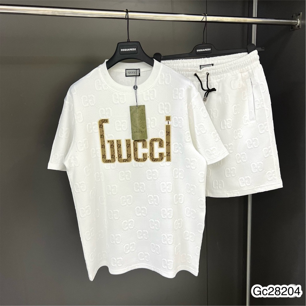 Bộ Quần Áo GC Nam Thêu Chữ Ngực Siêu Đẹp - Bộ Quần Áo GC Nam Vân Nổi Cao Cấp