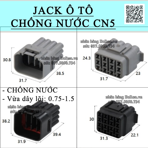 JACK điện XE HƠI, jack cảm biến ô tô loại CHỐNG NƯỚC CN5