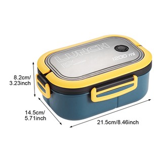 1200ml 2 Layer With Handle Large Capacity Easy Clean School Office Food Storage 3 Compartment Lunch Box