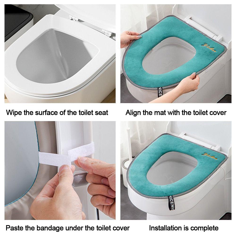 Vỏ Bọc Bệ Ngồi Toilet Làm Ấm Bằng Nhiệt USB Màu Trơn Có Tay Cầm Dành Cho Phòng Tắm