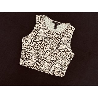 Áo croptop sát nách thun bo gân da beo