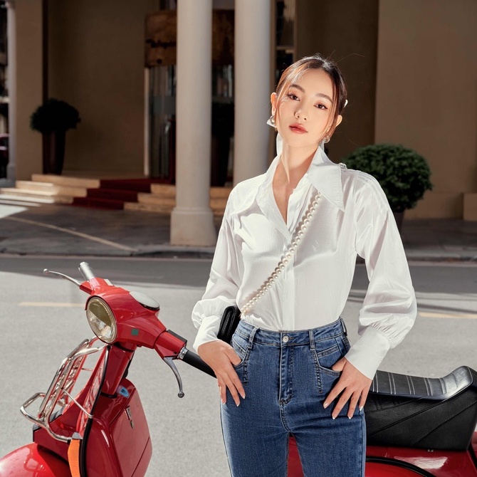 Áo Sơ Mi Trắng Kiểu Nữ Form Vừa Tay Bồng Dài Cổ Vạt Nhọn Thanh Lịch, Nữ Tính Đi Làm, Đi Học, Đi Tiệc - Fayre Shirt