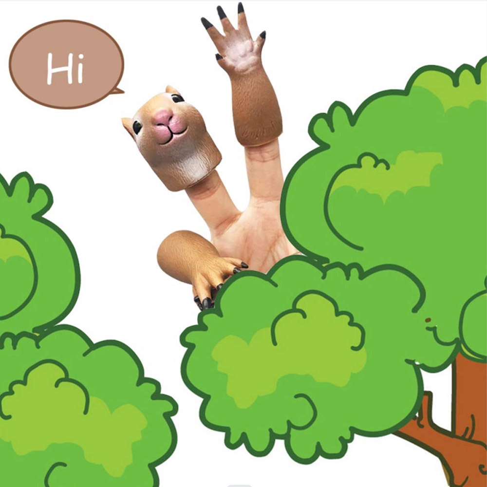Handi Squirrel Finger Hand Puppet Novelty Toys Finger Doll Props Animal Finger Puppet Gift for Kids