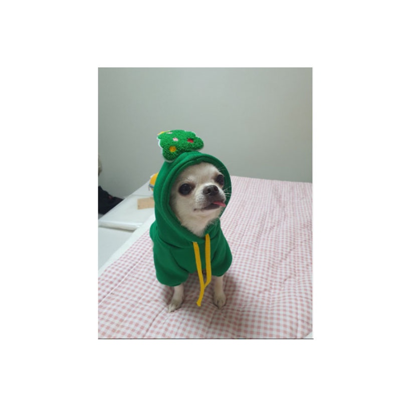 Áo Có Nón Giữ Ấm Cỡ Vừa Và Nhỏ Họa Tiết Giáng Sinh Có Dây Rút Dành Cho Chó Mèo