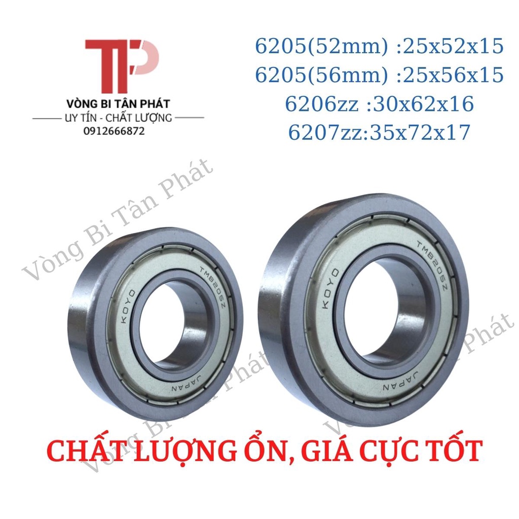 Vòng bi bạc đạn 6205(52mm) , 6205(56mm), 6206, 6207 Koyo