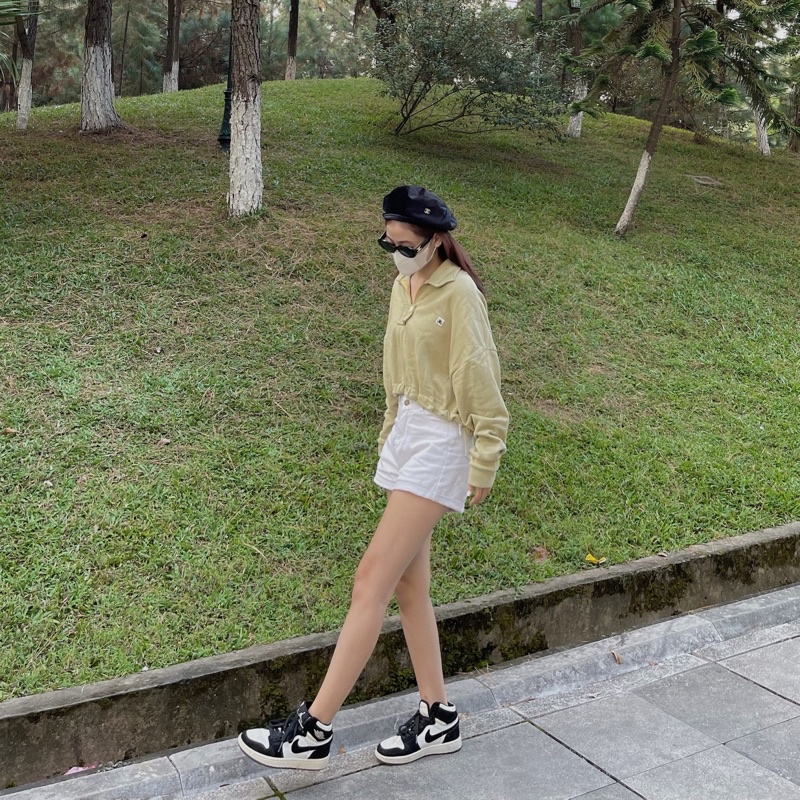 Polo croptop eo rút dây bo chun Cobo