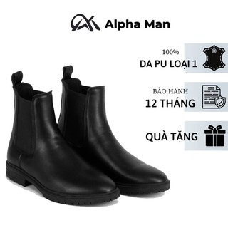 Giày da nam chelsea boots classic mũi nhọn, giày boots đế cao su khâu