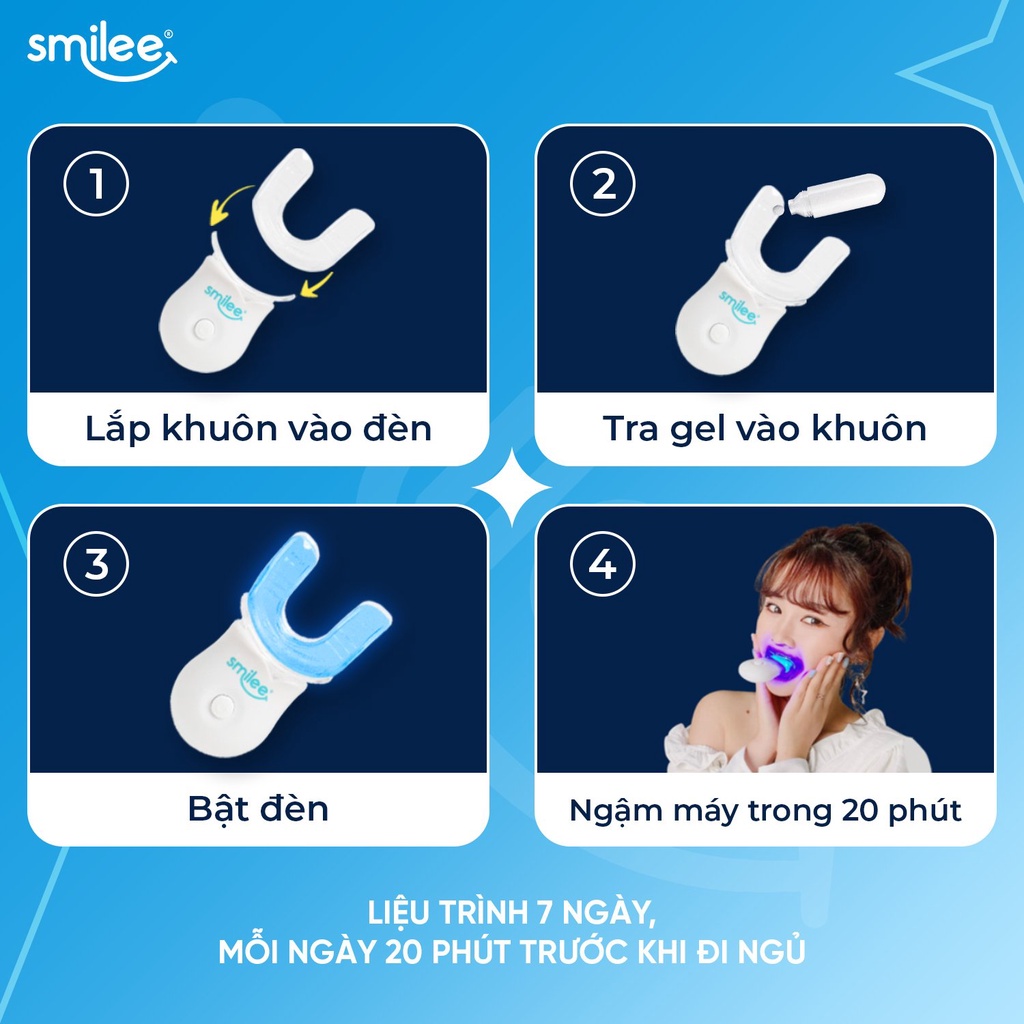 Bộ Kit làm trắng răng tiện lợi và an toàn sử dụng tại nhà Smilee Max Chính Hãng