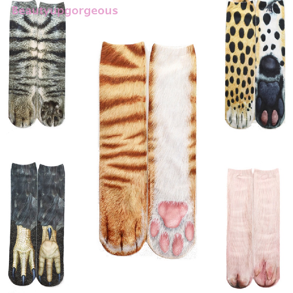 [Beautyupgorgeous] Đôi Vớ cotton Họa Tiết Chân Động Vật Vui Nhộn Cho unisex