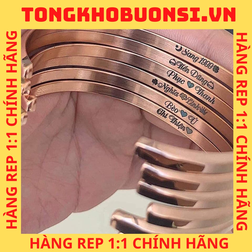 Vòng tay nam nữ  Classic Cuff,lắc tay cặp đôi tình yêu, titan không gỉ -Khắc tên theo yêu cầu