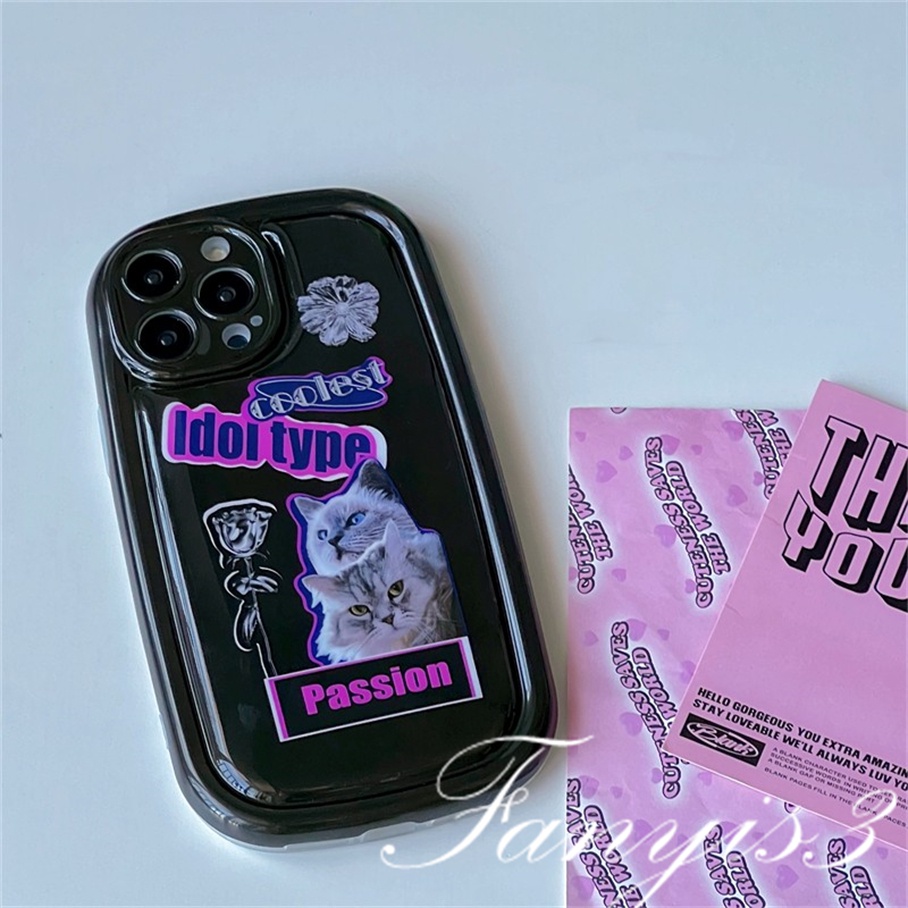 Ốp Điện Thoại TPU Mềm Trong Suốt Hình Mèo Đen Cá Tính Cho IPhone 14 13 12 11 Pro Max X XR Xs Max 8 7 Plus SE 2020
