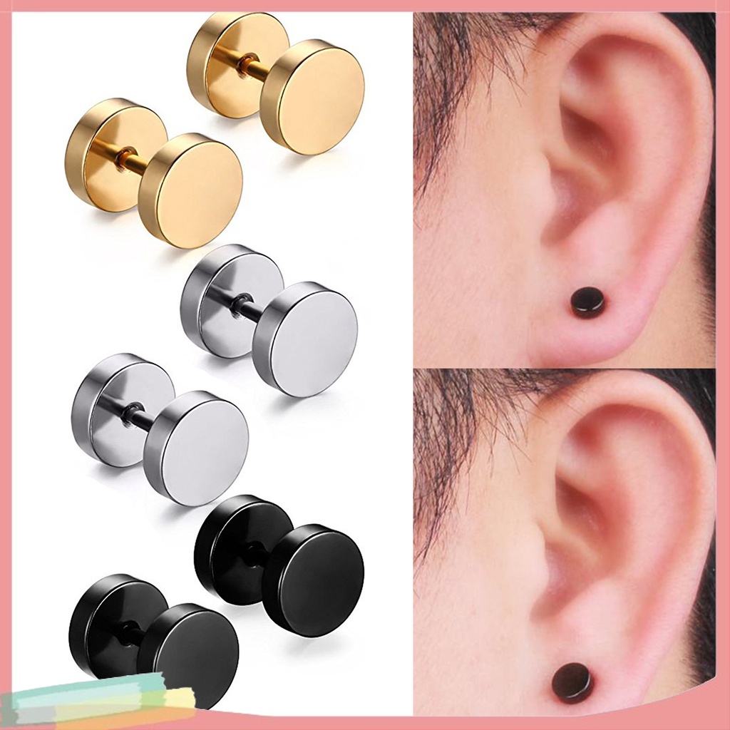 Bông tai hình quả tạ mạ điện thời trang cá tính cho nam