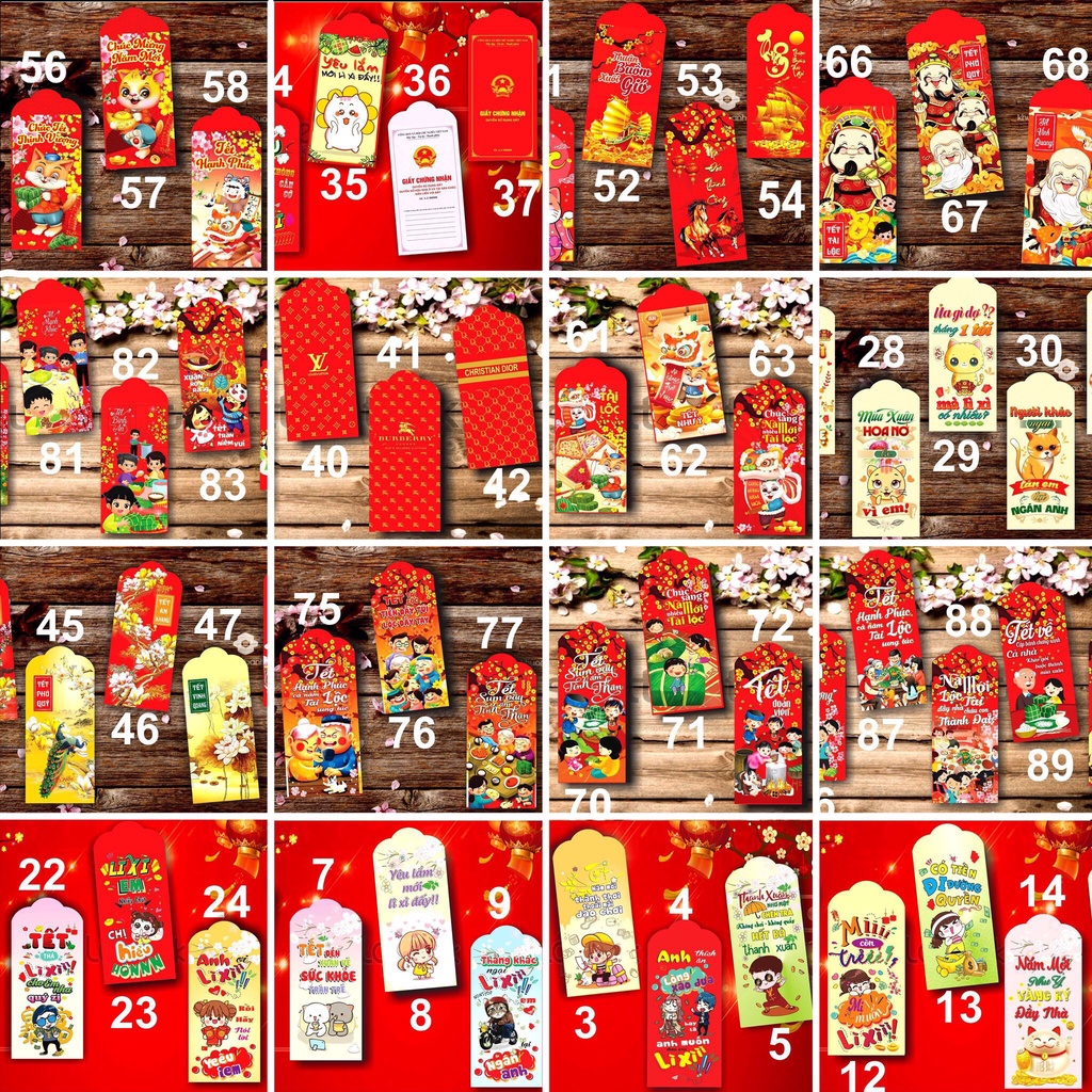 Bao lì xì 2023 tết hot trend 90 mẫu dễ thương, phong lixi đỏ truyền thống chibi đẹp độc lạ sỉ lẻ giá rẻ