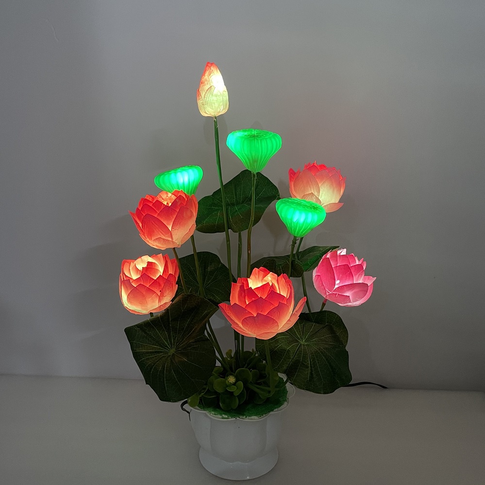 Hoa Sen Trang Trí - Hoa Sen Giả Kèm Đèn Led Sáng