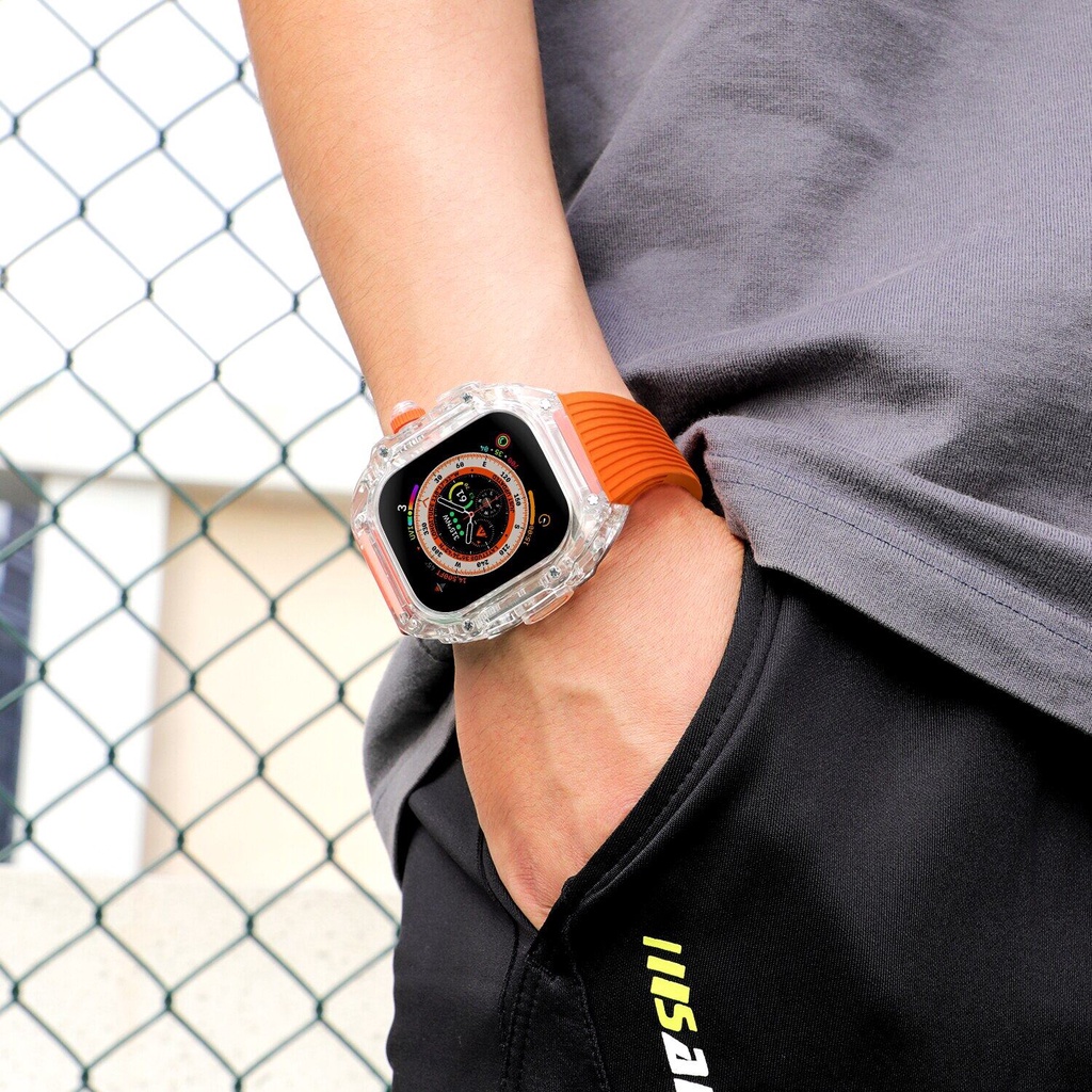 Dây Đeo Cao Su Trong Suốt 49mm 8 7 45mm Cho Đồng Hồ Thông Minh Apple watch Series 6 5 4 SE 44mm