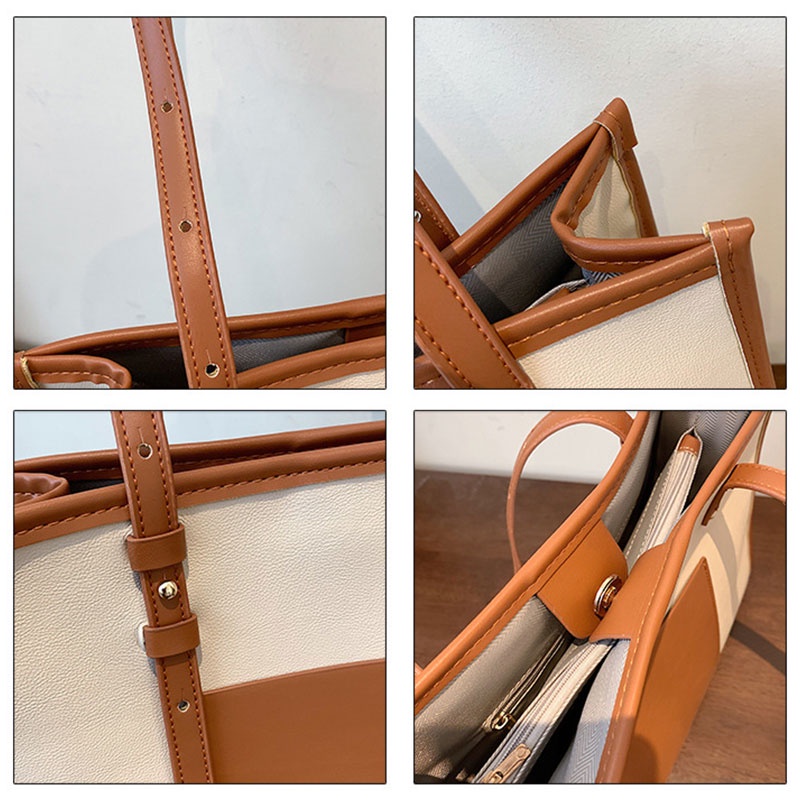 Mischa Túi Xách Da PU Đeo Vai Màu Tương Phản Phong Cách Phương Tây Đơn Giản