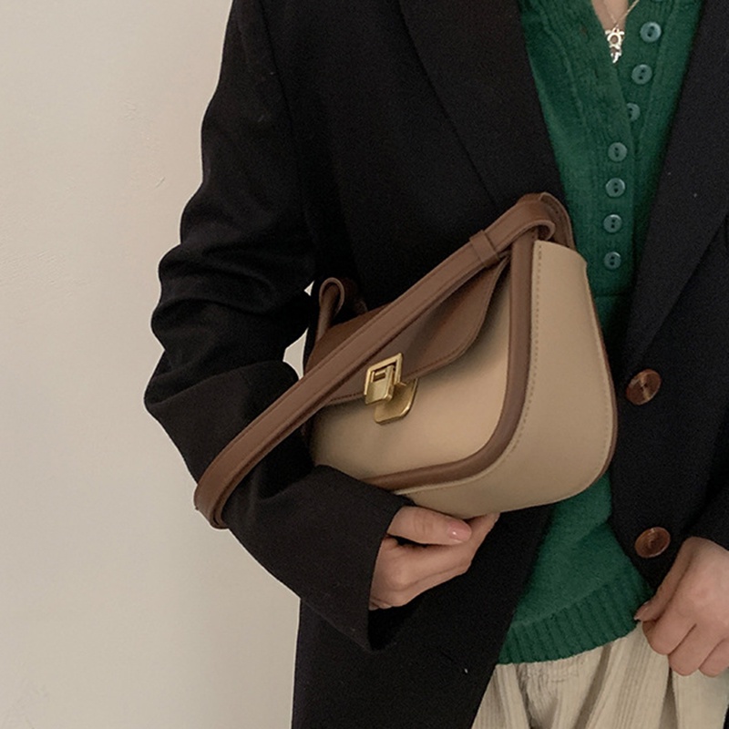 Túi Đeo Chéo Hình Vuông Nhỏ Màu Tương Phản Thời Trang Cho Nữ