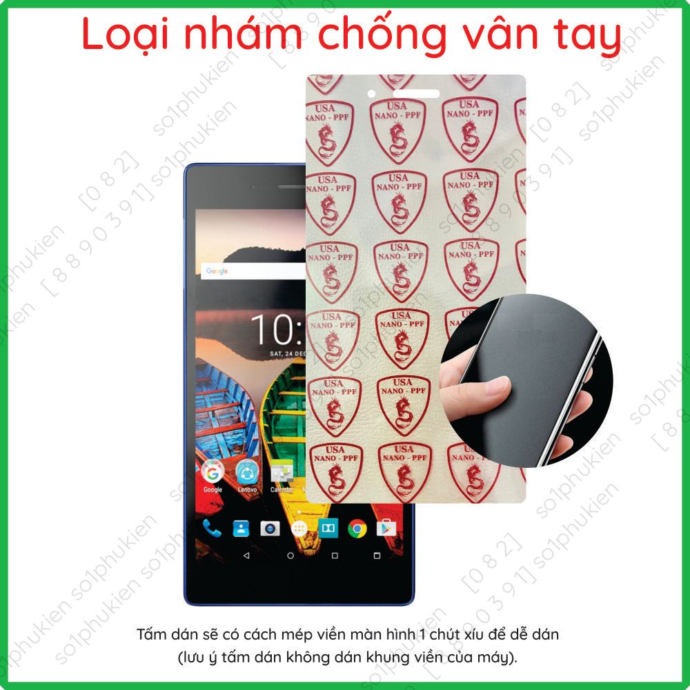 Dán cường lực LENOVO Tab 3 Essential/ Tab 3 730X loại nano trong, nhám chống vân tay, bảo vệ mắt, chống nhìn trộm