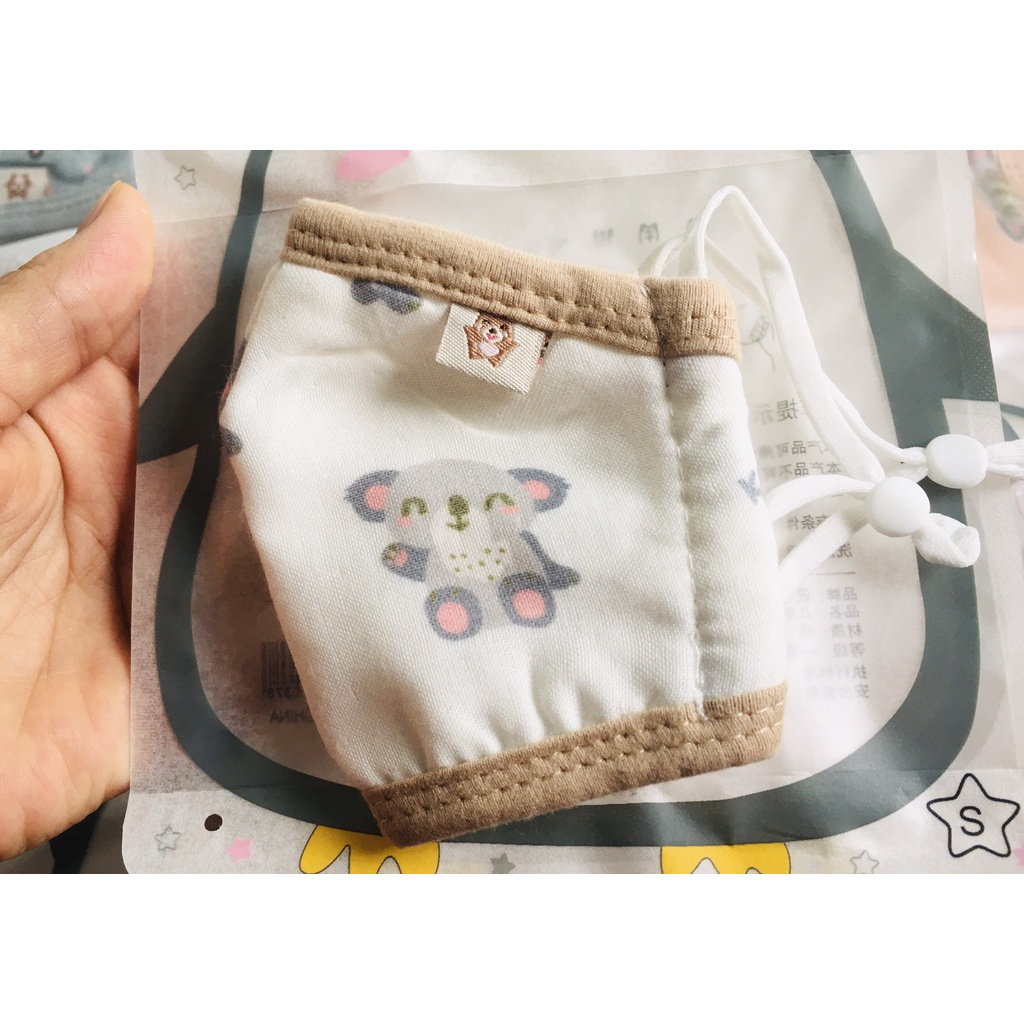 [100% Cotton] Khẩu trang 3D cho bé 4 lớp chống bụi - Có nút chỉnh quai đeo [Olala Baby]