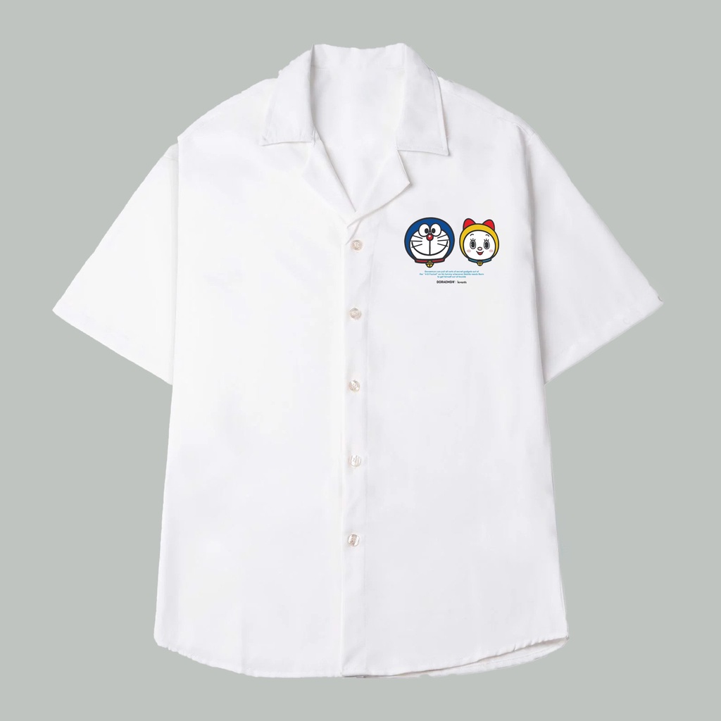 Áo SƠ MI nam nữ tay lỡ cổ bẻ phong cách ulzzang form freesize dáng rộng unisex KATE DORAEMON MI