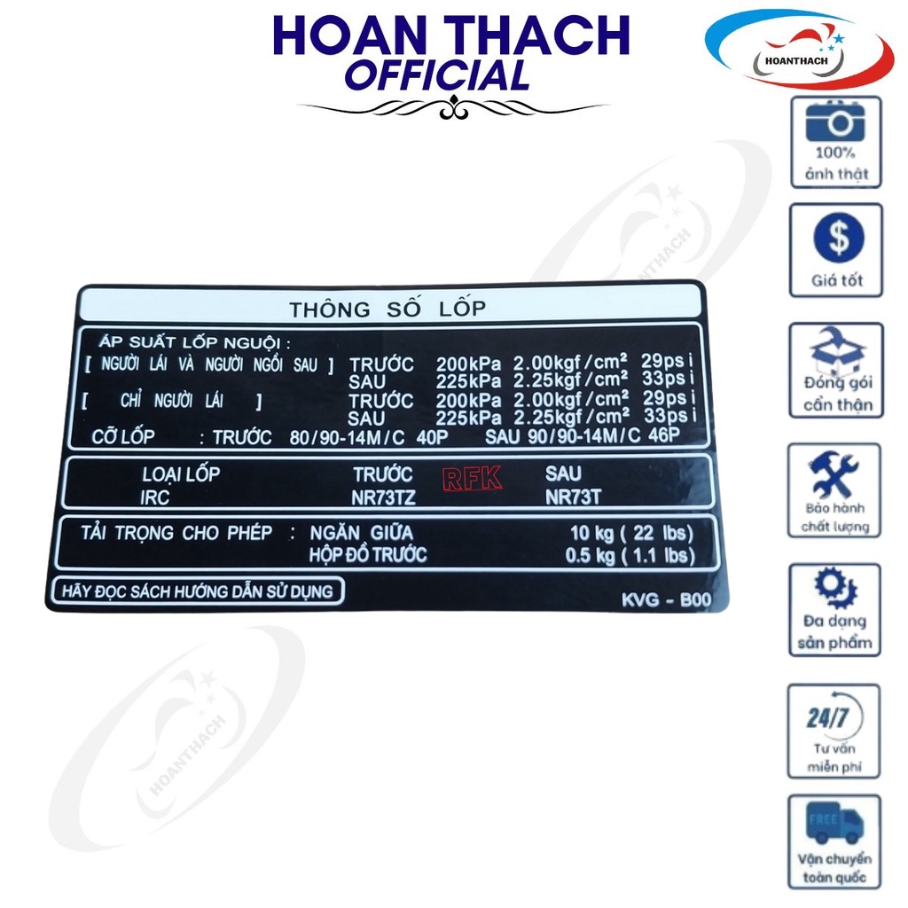 Tem Hướng Dẫn Lốp cho xe máy Air Blade 110 / Air Blade 110 Fi HOANTHACH 87505KVGB00