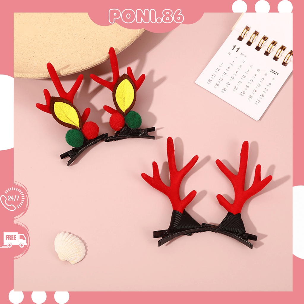 Set 2 chiếc kẹp tóc hình Sừng Tuần Lộc hottrend giáng sinh 2022