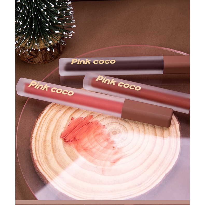 Son môi lâu trôi PINKCOCO Tint lì chất mịn chống nước, Son kem siêu lì PINKCOCO dưỡng ẩm môi lên màu đều đẹp chuẩn