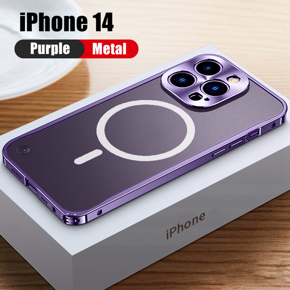 Ốp Điện Thoại PC Nhám Khung Nhôm Từ Tính Chống Sốc Sang Trọng Cho iPhone 14 13 12 11 Pro Max 14 Plus