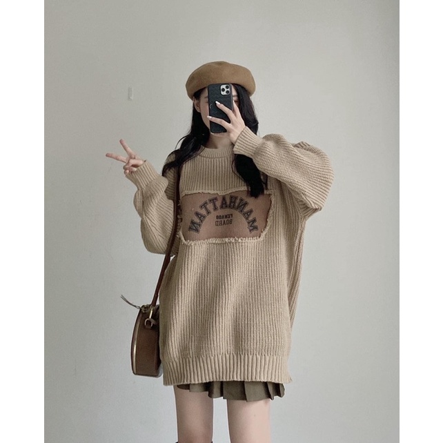 [NEW]ÁO LEN HẠT GẠO TAY BỒNG”MANHATTAN” form giấu quần cực xinh