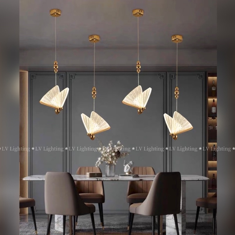 Đèn Thả Bàn Ăn - Đèn Thả Con Bướm Loại 1 Sơn Màu Cánh Cầu Vồng - Full Box