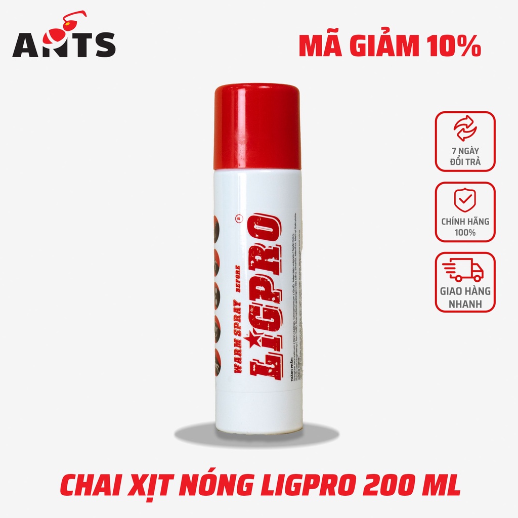Chai Xịt Nóng LIGPRO 200ML Làm Nóng Cơ, Tăng Sức Bền, Giảm Căng Cơ, Chuột Rút, Chấn Thương Khi Chơi Thể Thao
