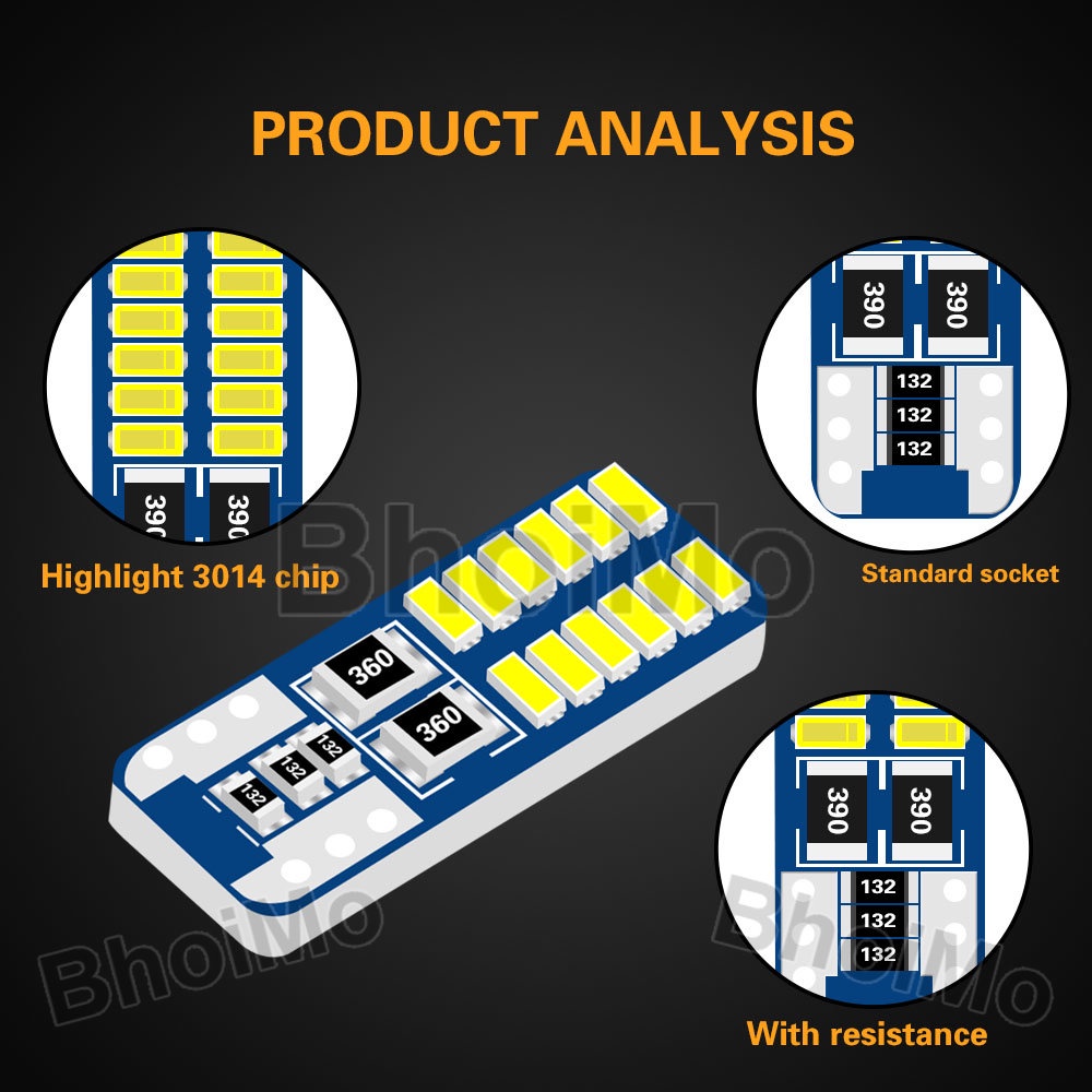 Đèn led siêu sáng T10 W5W 24smd 3014 chất lượng cao cho xe máy/xe hơi