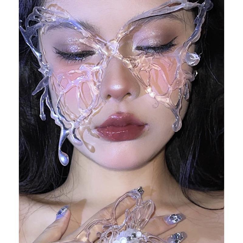 Mặt Nạ Hóa Trang Halloween Che Nửa Mặt Trong Suốt Hình Bướm Độc Đáo