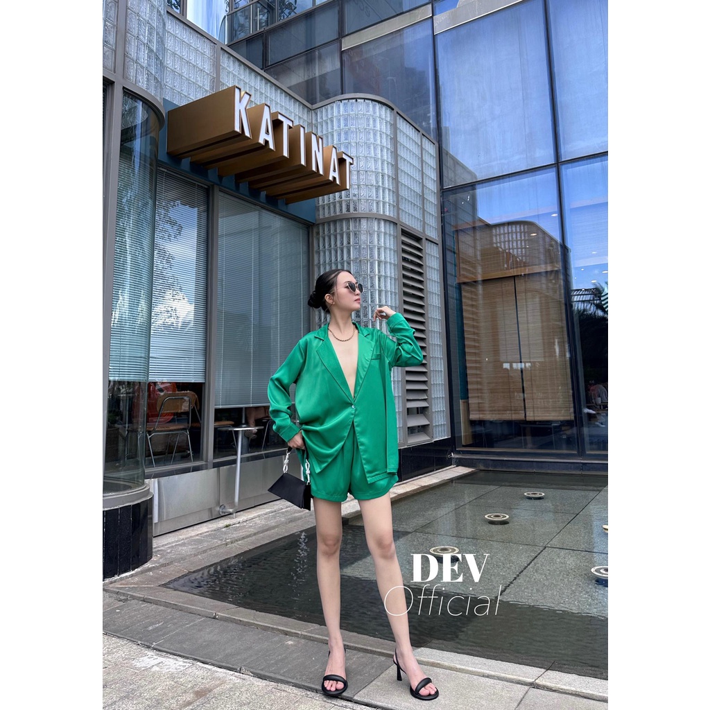 Set Sơ mi Blazer xanh