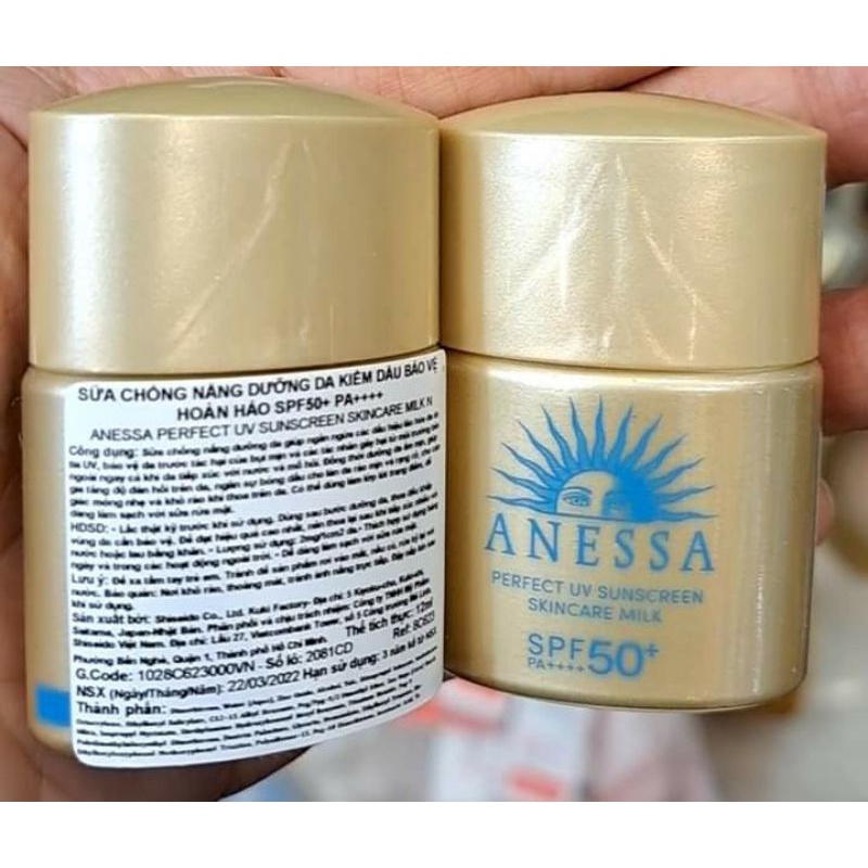 Sữa CHống Nắng Anessa Perfect UV Skincare Milk SPF50+ Tem Phụ Tiếng Việt.