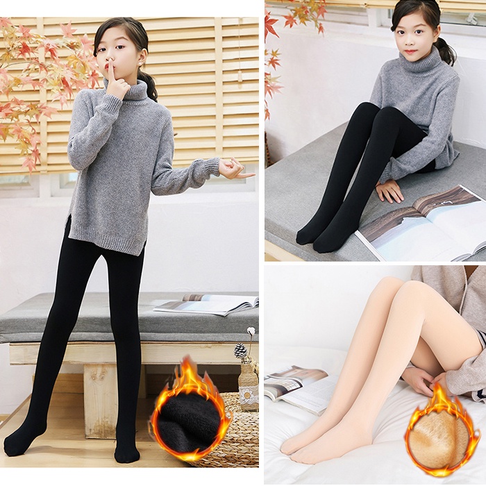 Quần tất lót nỉ cho bé gái cao từ 90 đến 140cm, Thích hợp mặc váy đi học, phối áo form dài xinh xắn