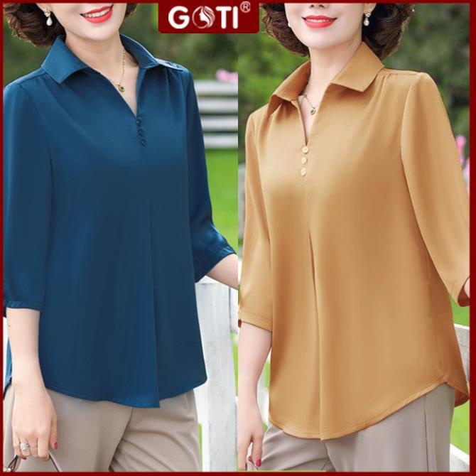 - Áo Kiểu Trung Niên Cao Cấp Dáng Suông Rộng Tay Lỡ Có Cổ Tặng Mẹ U50 U60 3A06 3A01