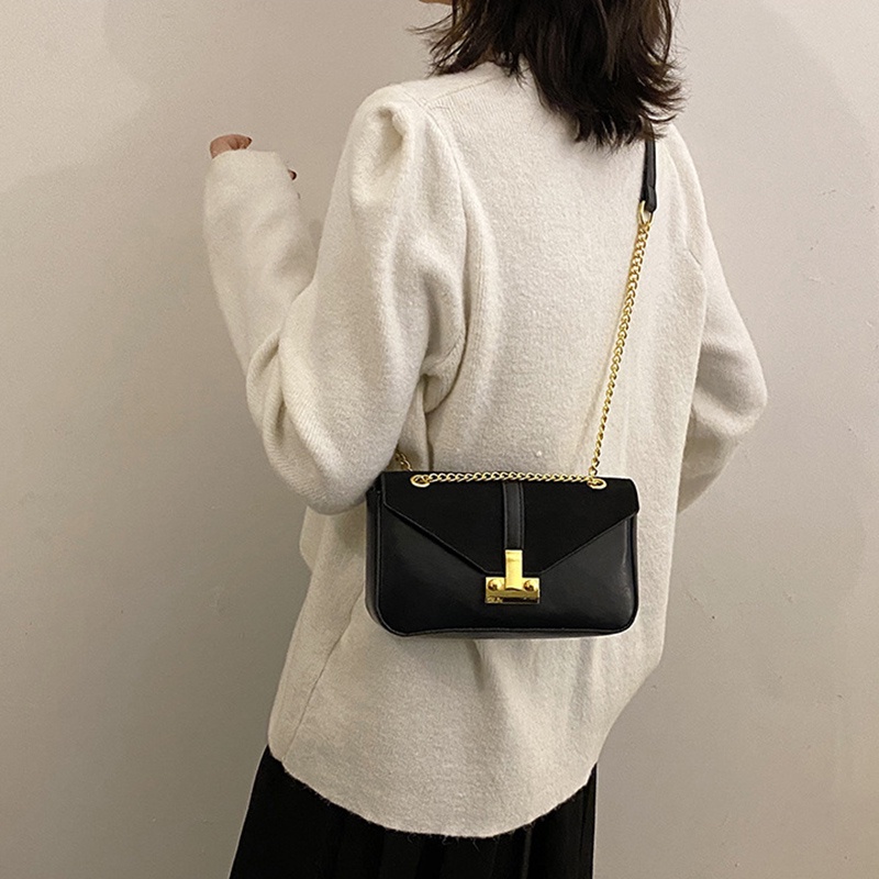 Túi Đeo Chéo Hình Vuông Nhỏ Màu Đen Phong Cách retro Cho Nữ