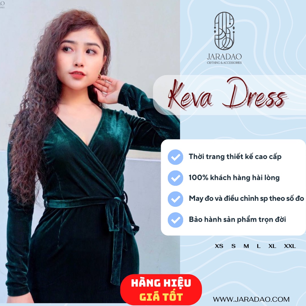 Váy ôm body sexy nhung tăm thời trang thiết kế dự tiệc sang chảnh BST Retro Âu Mỹ JARADAO - Keva Dress