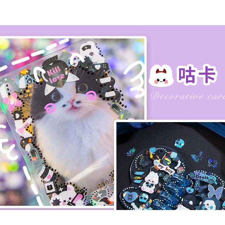 Zanmo tờ nhãn dán sticker thỏ y tá laser dễ thương decor toploader