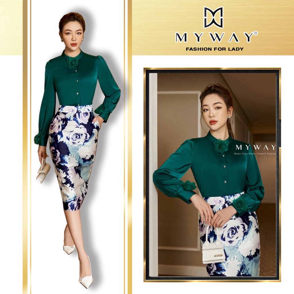 ÁO SƠ MI SUÔNG VỪA DÀI TAY LỤA ĐÍNH HOA MALLARD CAO CẤP 6MA0350