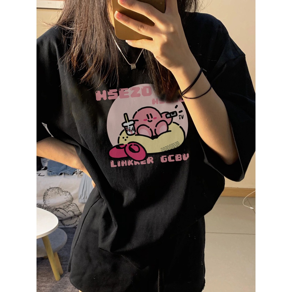 Áo thun XINLANYASHE tay ngắn dáng rộng in hình phong cách Hàn Quốc thời trang cho nữ