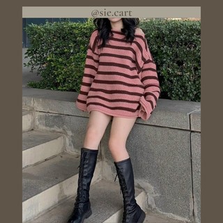 Áo Len Tay Dài Oversize Sọc Ngang