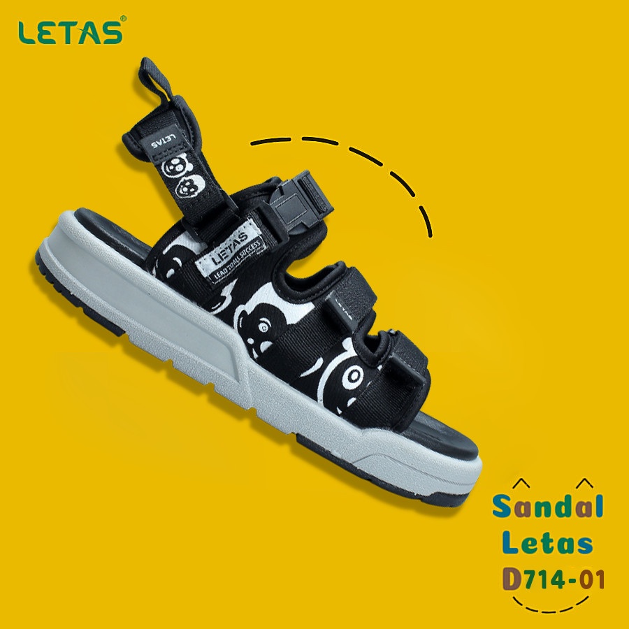 Giày sandal nam nữ unisex letas D714 - 01 icon mới, dép quai hậu đế cao 3cm, xăng đan đế bằng 3 quai