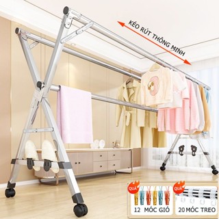 Giàn Phơi Quần Áo Inox Thông Minh Nhật Bản, Sào Phơi Đồ Inox Chống Gió Co Rút Gập Mở Nhanh 5S MKS028