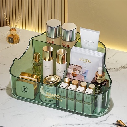 Hộp đựng mỹ phẩm chăm sóc da dung tích lớn trong suốt sang trọng, hộp đựng đồ để bàn để bàn, bàn rửa mặt, bàn trang điểm, bộ chăm sóc da
